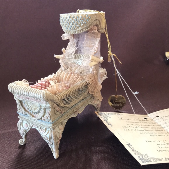 Vintage Ornament Louis Nichole Victorian Baby In a Cradle - Picture 2 of 8